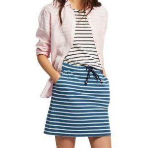 Joules Blue and White Striped Cotton Knit Mini Length Skirt Nautical Summer